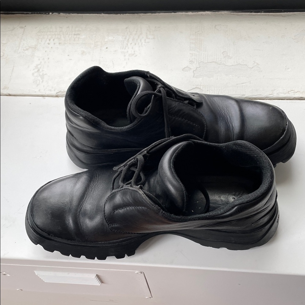 PRADA Autumn Winter 1999 Brixxen Track Derby Black Leather Chunky Lug Sole Laces